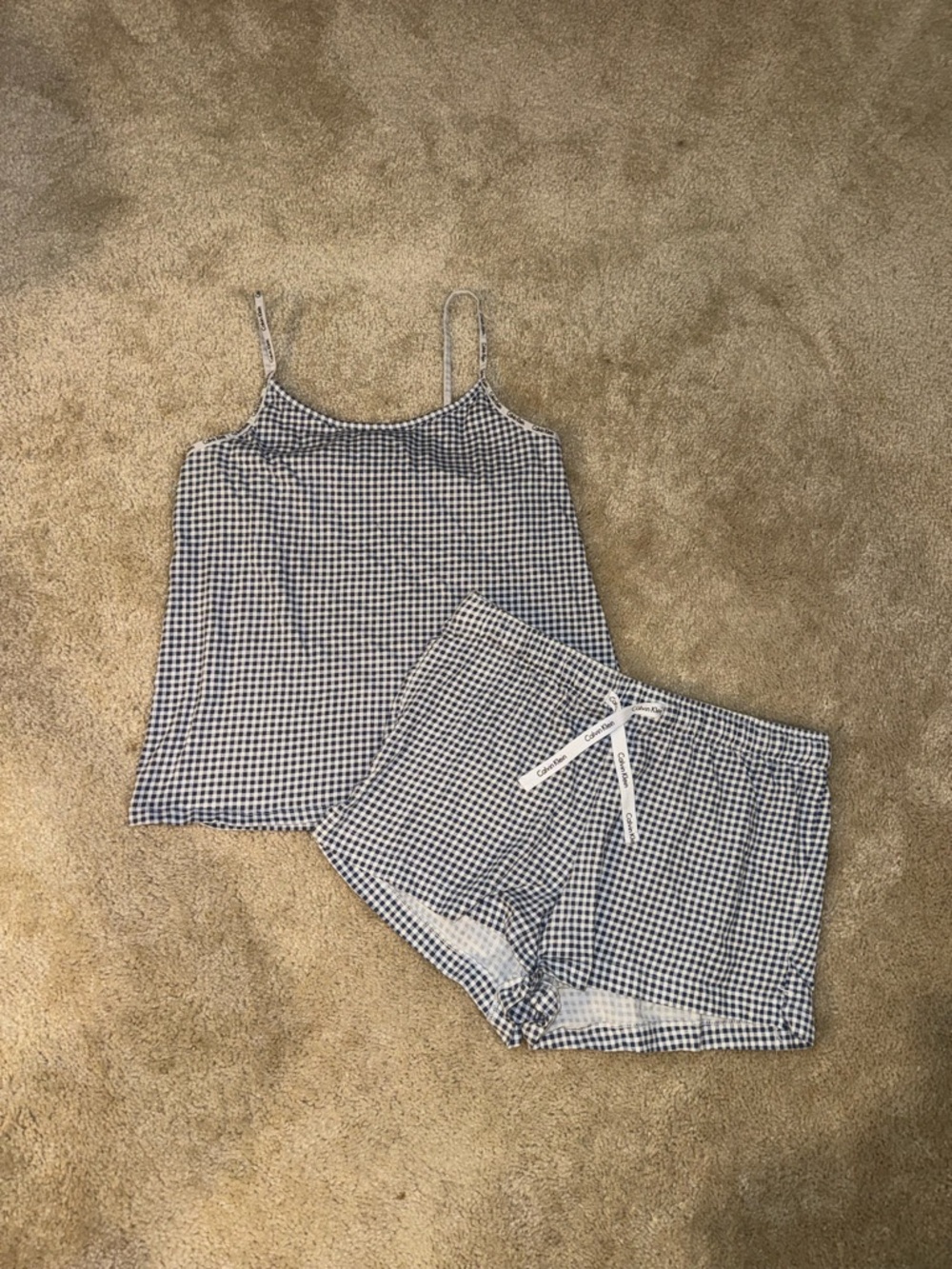 Calvin Klein Gingham Blue Cami & Shorts Pajama Set